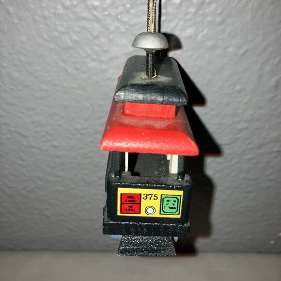 Christmas Ornament San Francisco Cable Trolley Car VTG Wood Powell Market Street - Picture 2 of 6